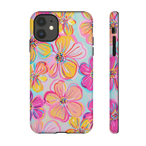 Floral Phone Case, Tough Cases, Colorful Floral Design, Gift for Her, Spring Accessory, Phone Protection