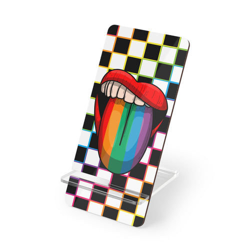 Phone Stand Lips Rainbow Checker Board