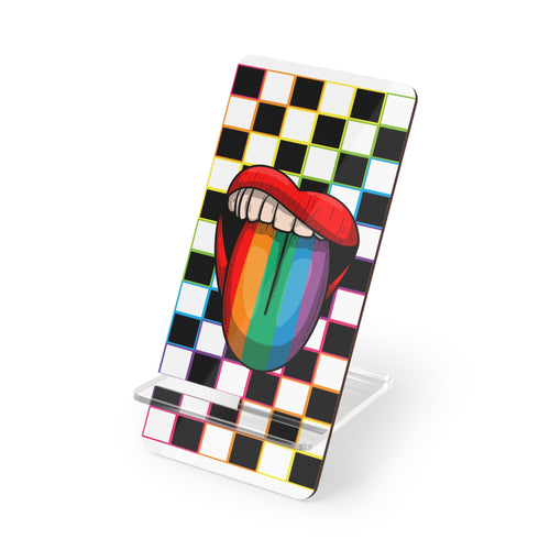 Colorful Rainbow Lip Mobile Display Stand | Stylish Phone Holder for Desk, Office Decor, Gift Idea, Fun Accessories